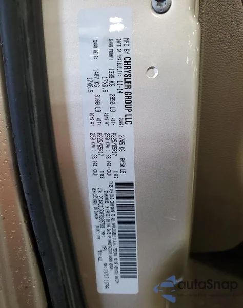 2015 Chrysler Town & Country Touring L from USA, damaged, VIN 2C4RC1CGXFR609799